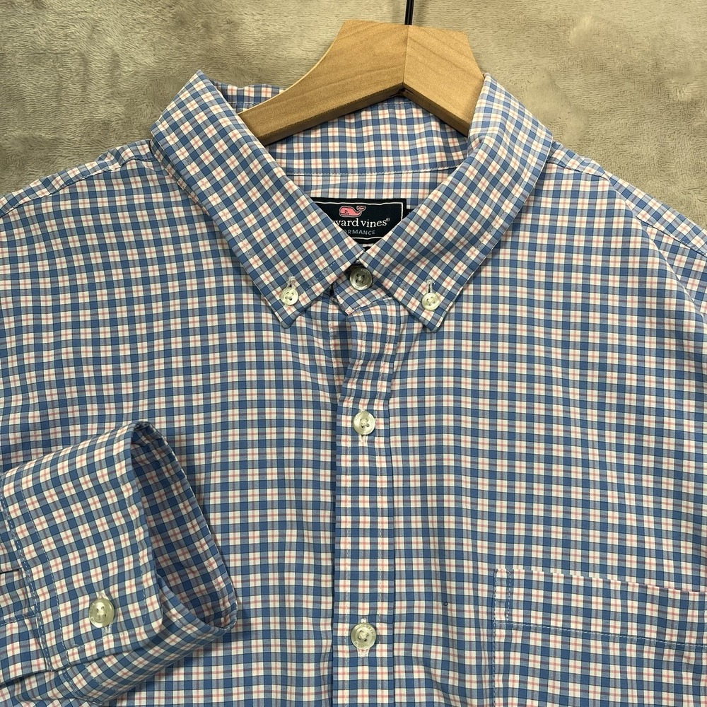 Vineyard‎ Vines Performance Shirt Mens XXL Plaid Slim Fit Murray Shirt *STAIN*